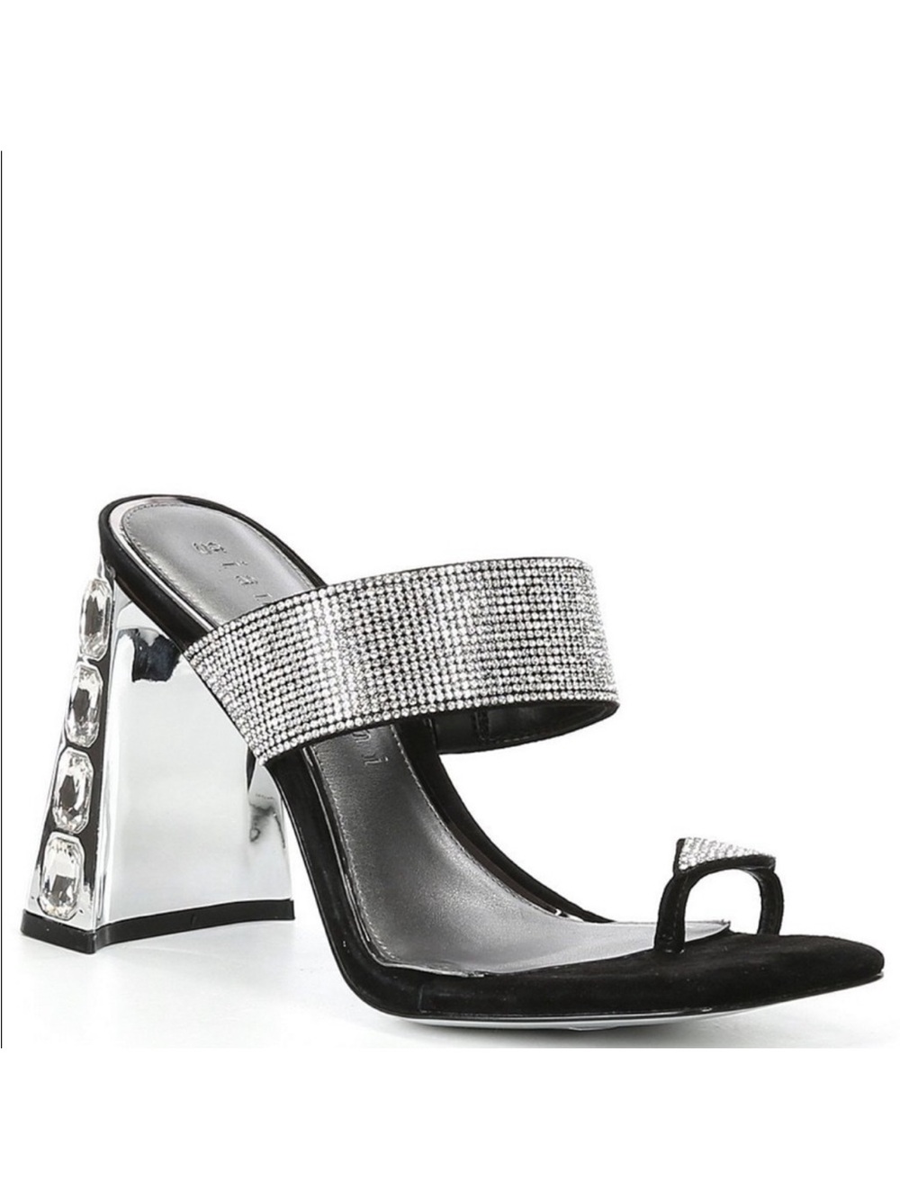 Gianni Bini Silver Rhinestone Block Heel Sandal